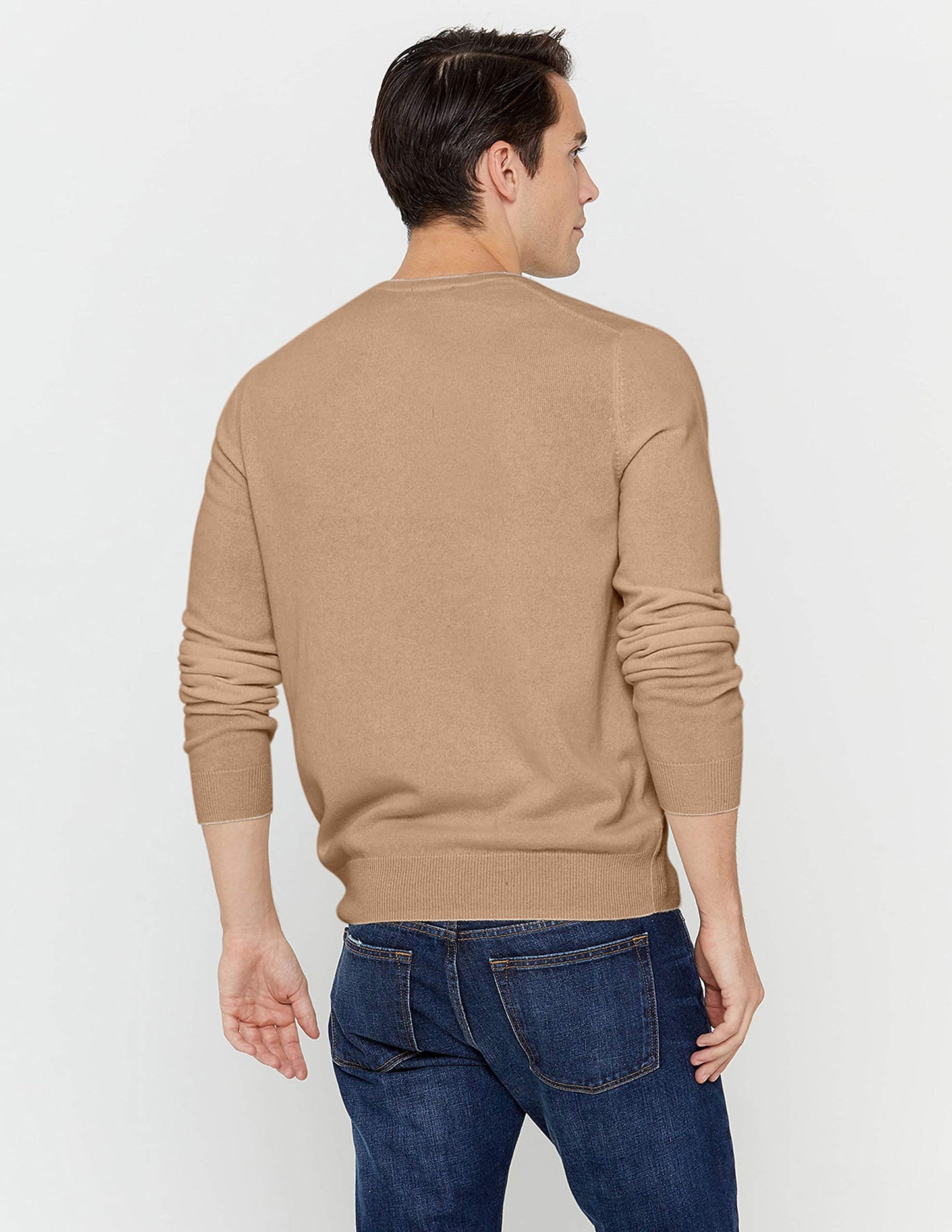 State Cashmere Men's Essential V-Neck Sweater 100% Pure Cashmere Classic Long Sleeve Pullover