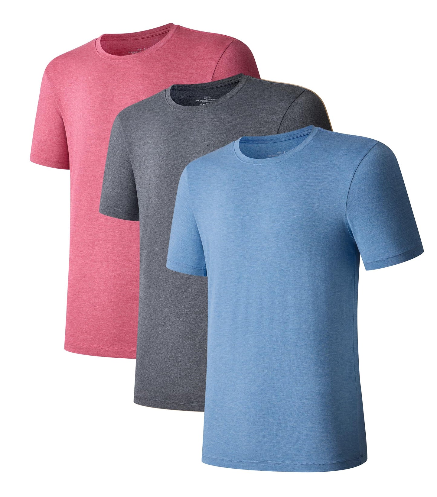 COLORFULLEAF Men's Undershirts Bamboo Rayon Short Sleeve Crewneck/V-Neck Tees Slim-fit T-Shirts 3 or 5 Pack