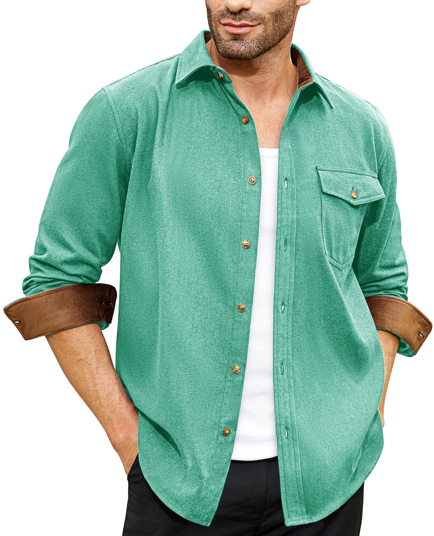 Flannel Shirt for Men Long Sleeve Mens Dress Shirts Cotton Casual Button Down Shirt Big Work Shacket Jackets