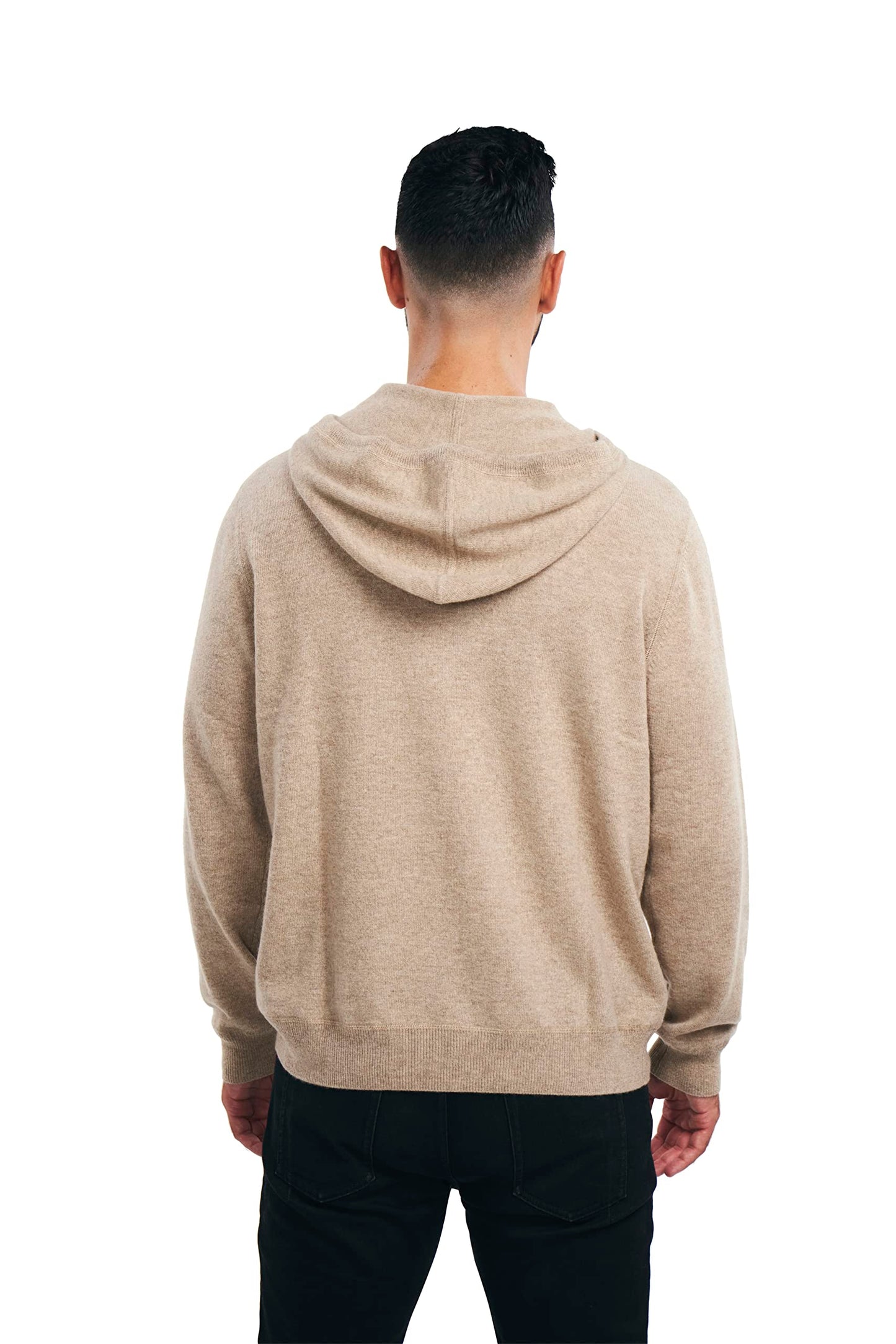 BEYOND FASHION Men's Sweater Pocket Hoodie Pullover - 100% Pure Cashmere