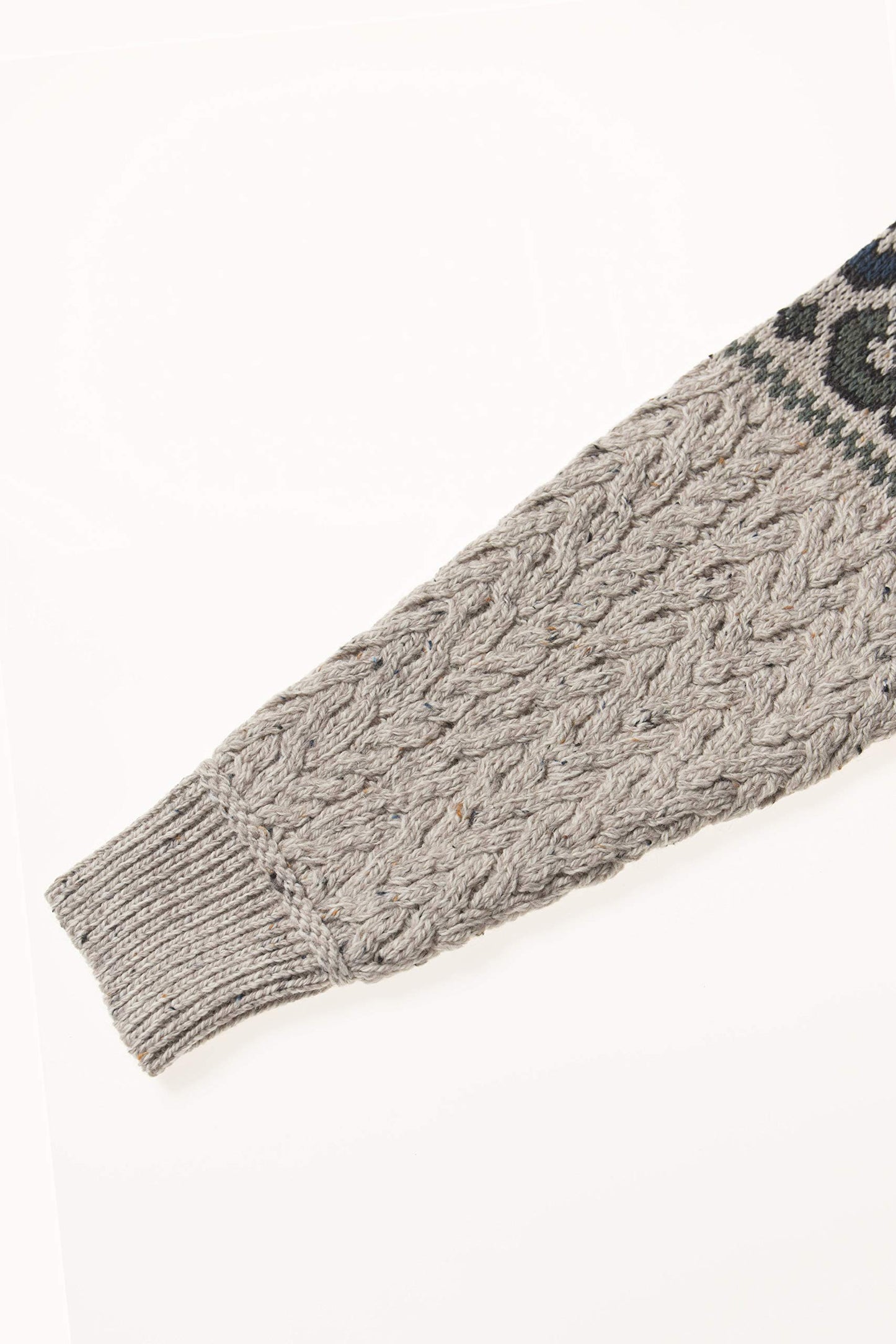 Aran Crafts Men's Irish Cable Knit Half Zip Jacquard Sweater (100% Merino Wool)