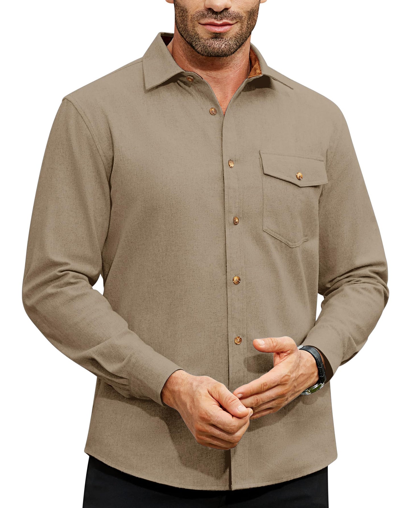 Flannel Shirt for Men Long Sleeve Mens Dress Shirts Cotton Casual Button Down Shirt Big Work Shacket Jackets