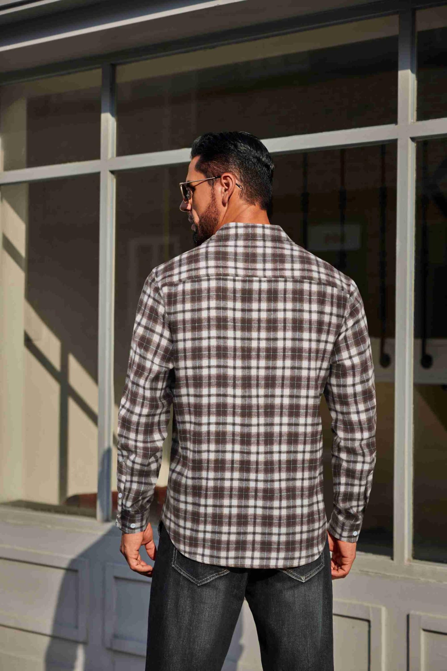 COOFANDY Mens Flannel Plaid Shirts Long Sleeve Casual Button Down Cotton Shirt with Pocket