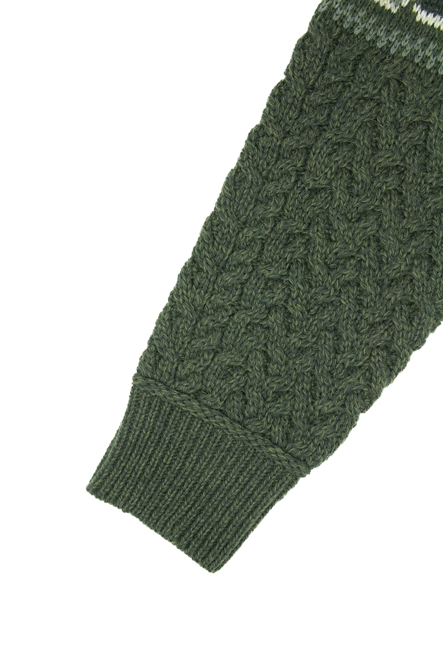 Aran Crafts Men's Irish Cable Knit Half Zip Jacquard Sweater (100% Merino Wool)