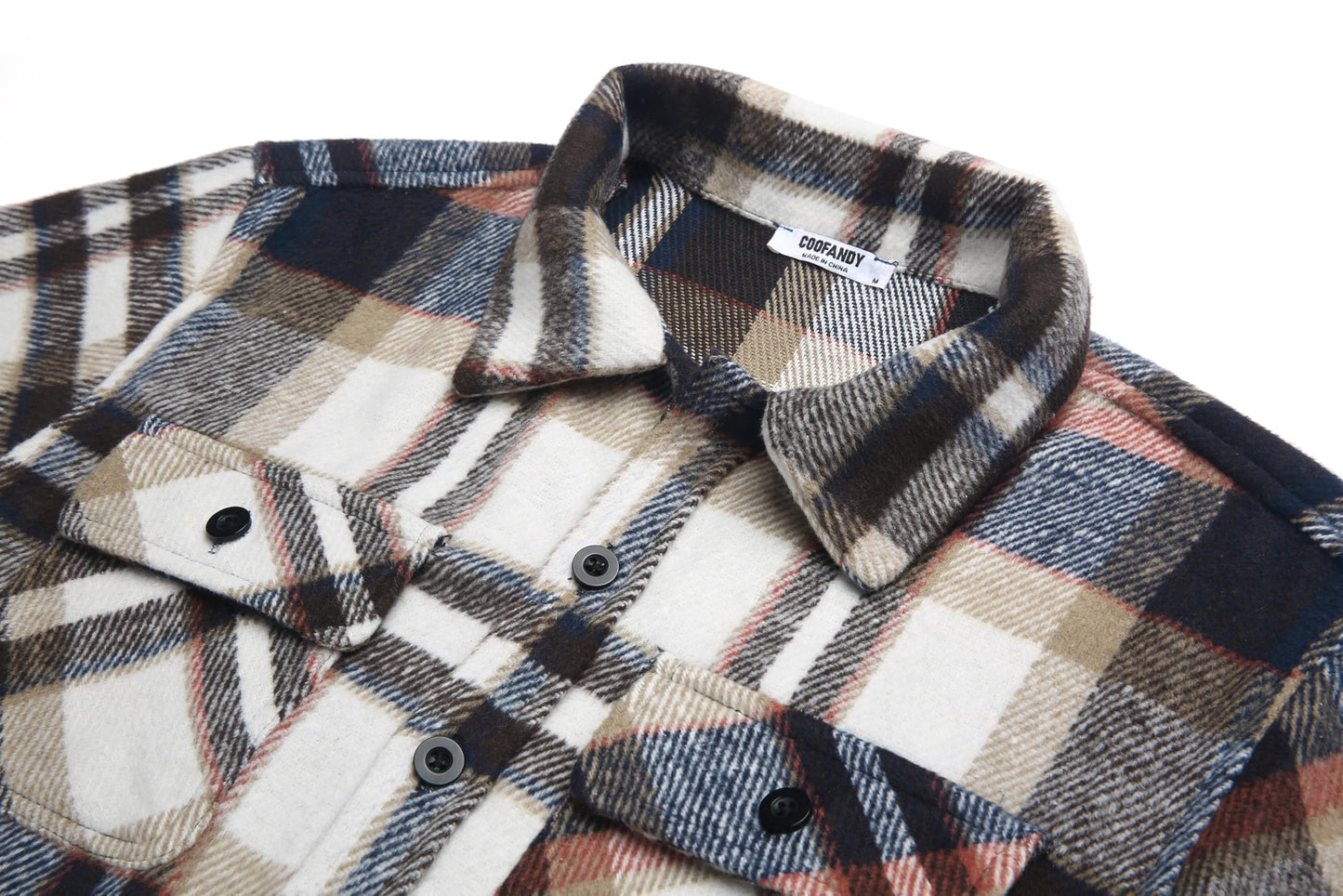 COOFANDY Men's Flannel Jacket Long Sleeve Plaid Shirt Jackets Button Down Fleece Shacket Casual Fall Soft Outwear