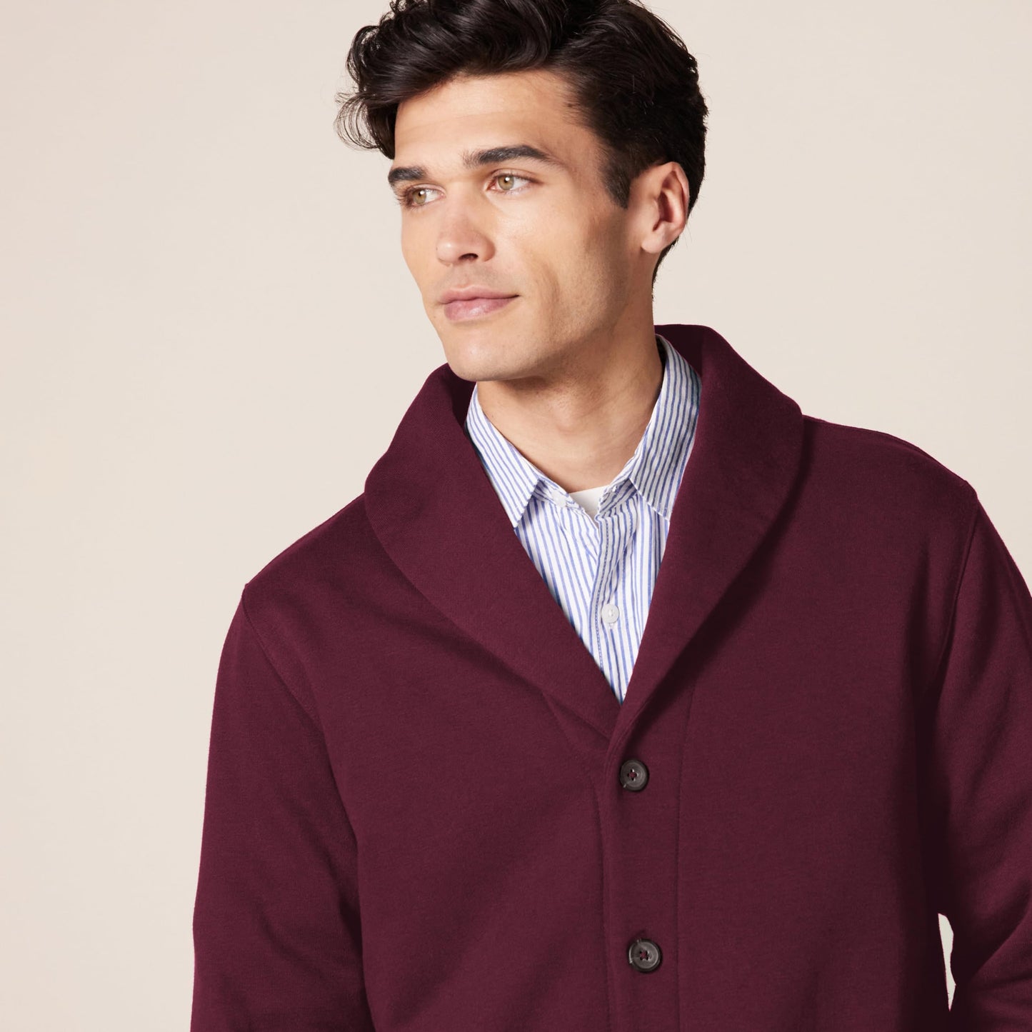 Amazon Essentials Men's Long-Sleeve Fleece Shawl-Collar Cardigan