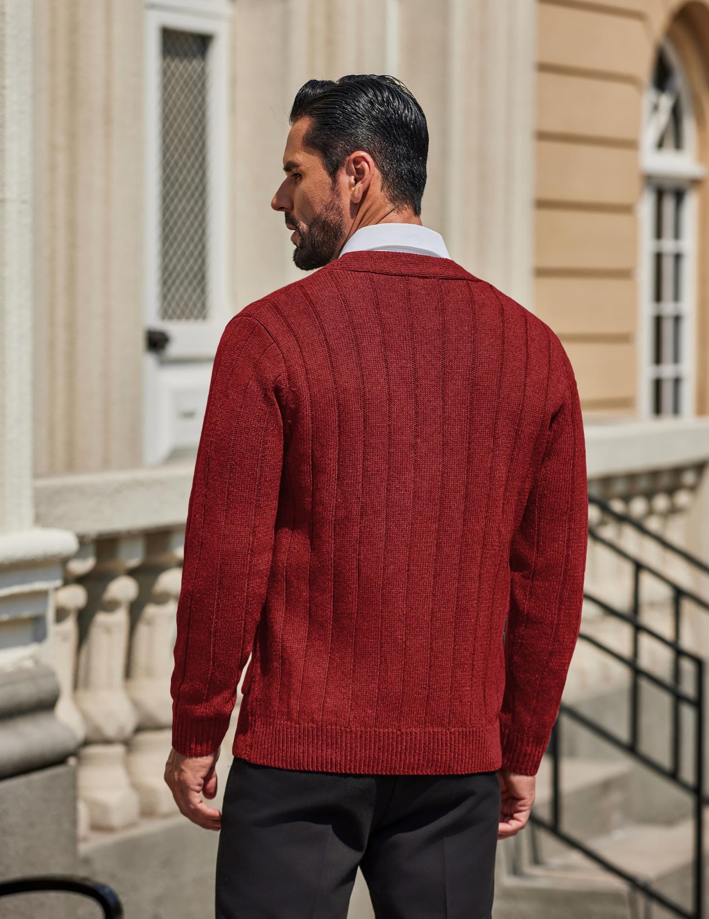 COOFANDY Men's Cardigan Sweater Cable Knit V Neck Button up Sweaters Ribbed Cardigan Sweater with Pockets