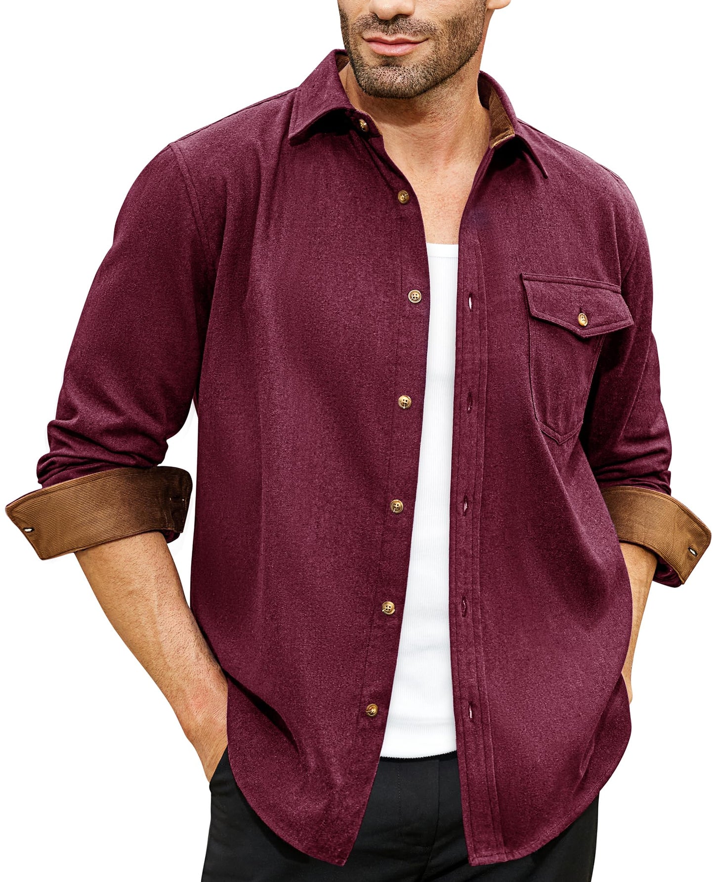 Flannel Shirt for Men Long Sleeve Mens Dress Shirts Cotton Casual Button Down Shirt Big Work Shacket Jackets