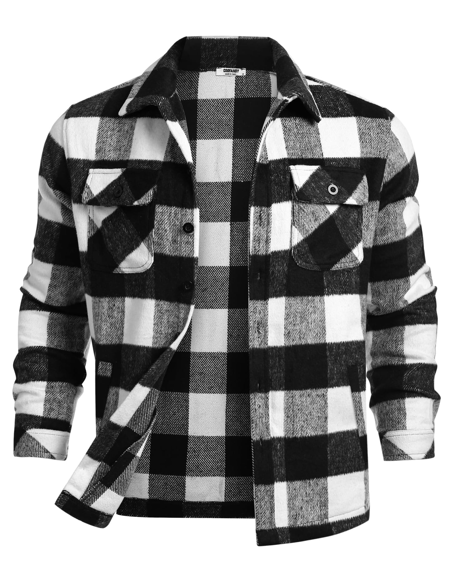 COOFANDY Men's Flannel Jacket Long Sleeve Plaid Shirt Jackets Button Down Fleece Shacket Casual Fall Soft Outwear