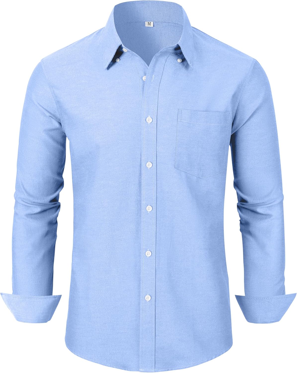 Grade 3.5 Wrinkle-Resistant Men's Lightweight Oxford Dress Shirts Long Sleeve Business Casual Pocket Shirt