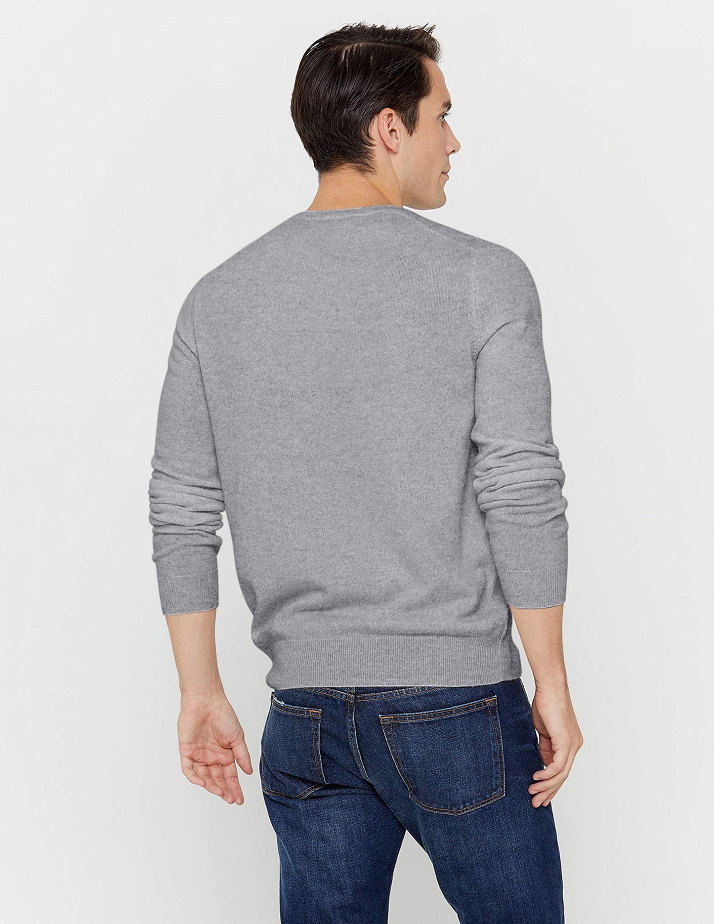 State Cashmere Men's Essential V-Neck Sweater 100% Pure Cashmere Classic Long Sleeve Pullover