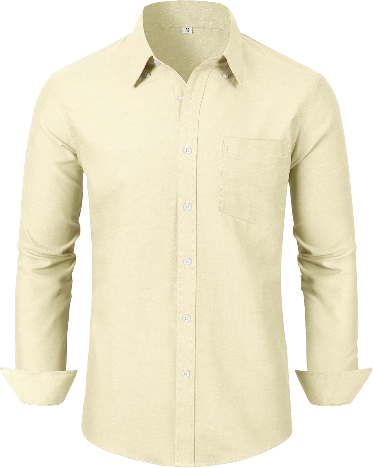 Grade 3.5 Wrinkle-Resistant Men's Lightweight Oxford Dress Shirts Long Sleeve Business Casual Pocket Shirt