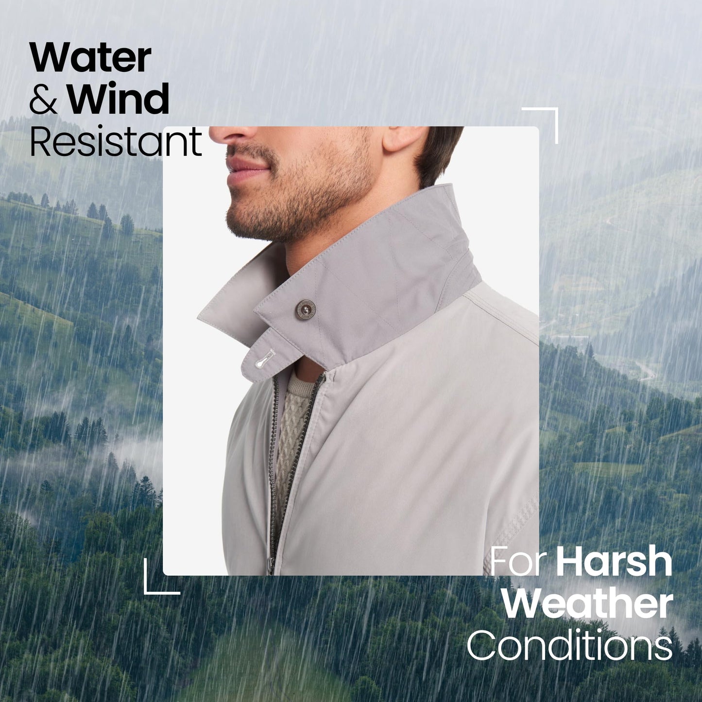 Weatherproof Men's Golf Jacket - Lightweight Windbreaker, Water-Resistant Microfiber Shell, Perfect for Golf & Casual Wear