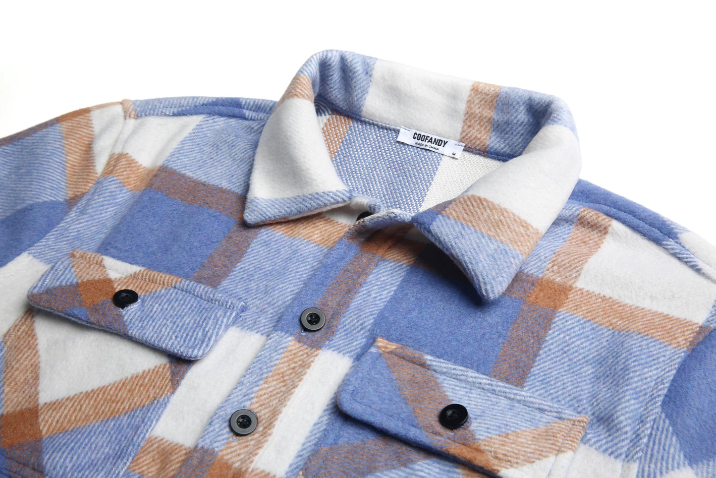 COOFANDY Men's Flannel Jacket Long Sleeve Plaid Shirt Jackets Button Down Fleece Shacket Casual Fall Soft Outwear