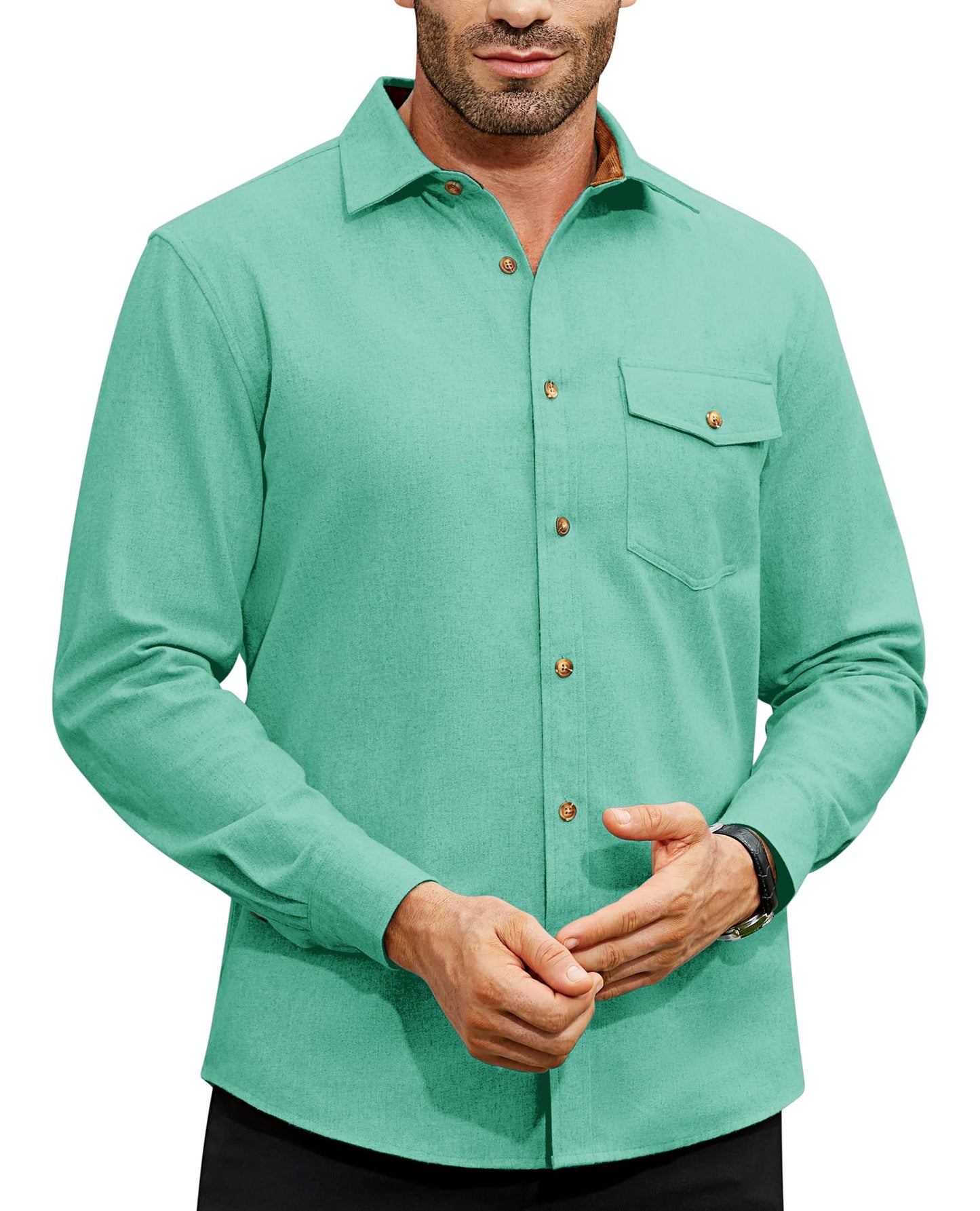 Flannel Shirt for Men Long Sleeve Mens Dress Shirts Cotton Casual Button Down Shirt Big Work Shacket Jackets