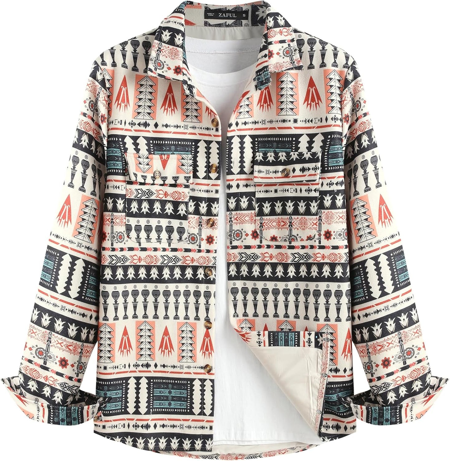 ZAFUL Mens Plaid Shirt,Long Sleeves,Classic Flannel Shirt Button Down Shirt Jacket Tops