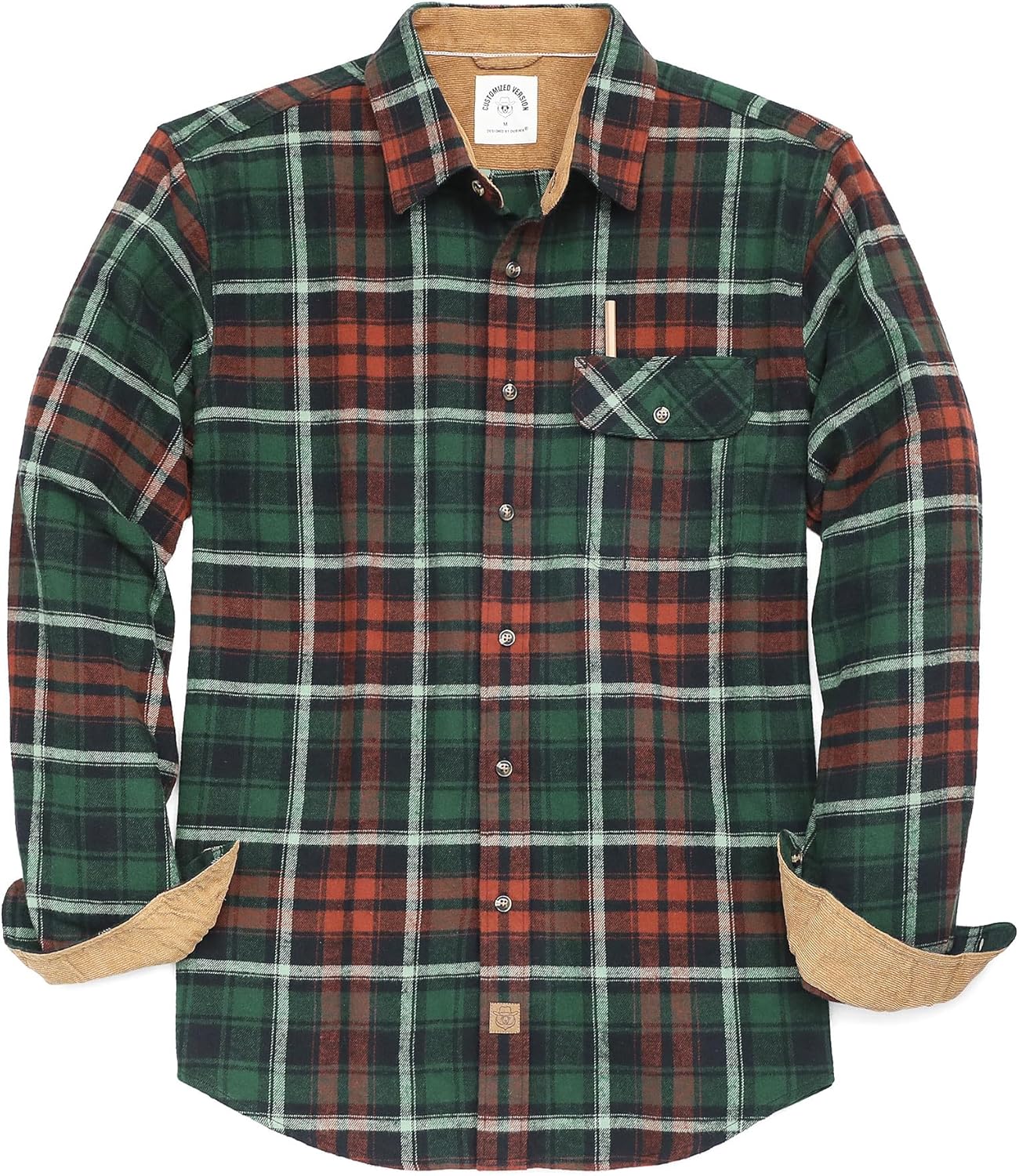 Dubinik® Mens Flannel Shirts Long Sleeve Flannel Shirt for Men Casual Button Down Brushed 100% Cotton Shirt
