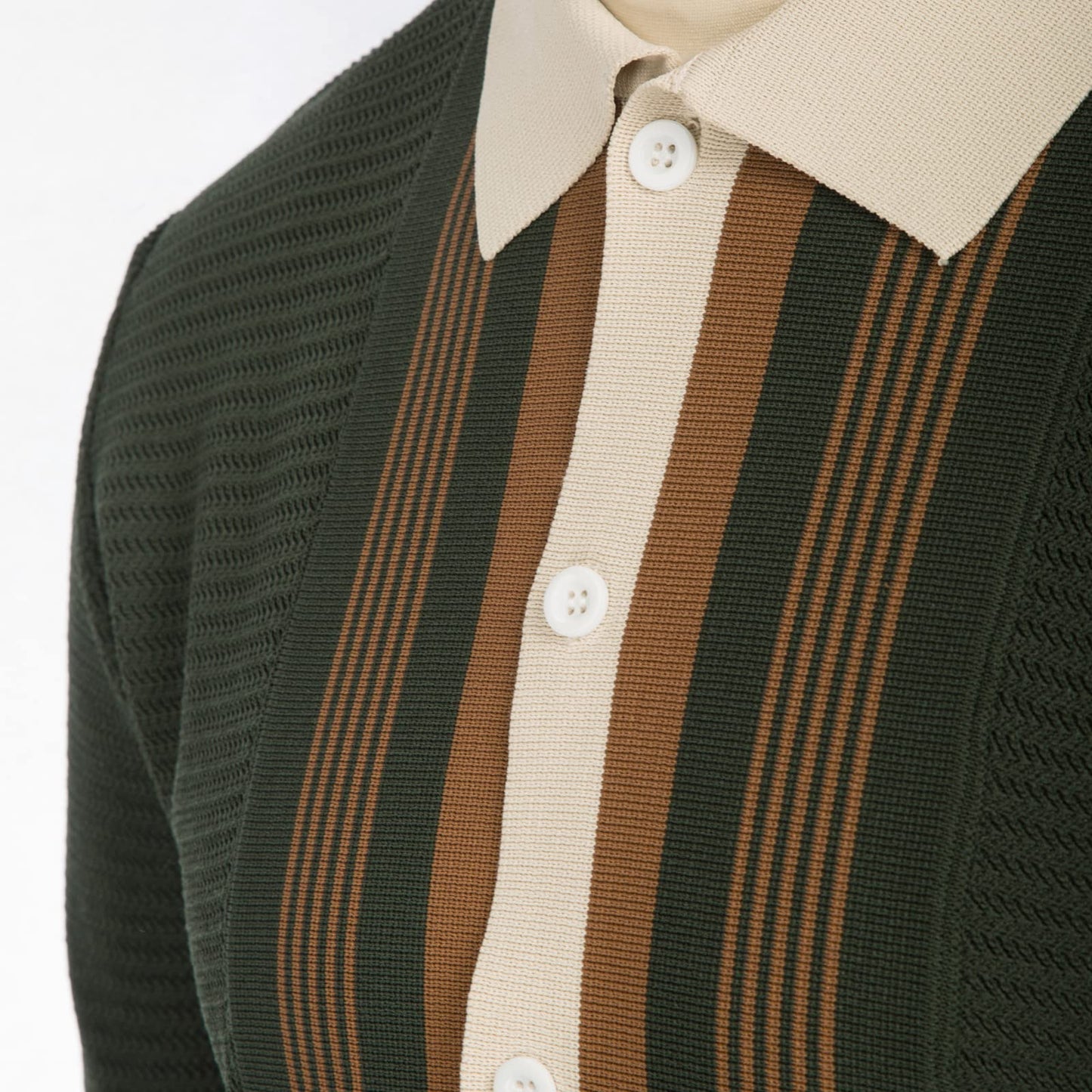 PJ PAUL JONES Men‘s Button Down Polo Shirts Striped Knitted Cardigan Sweaters