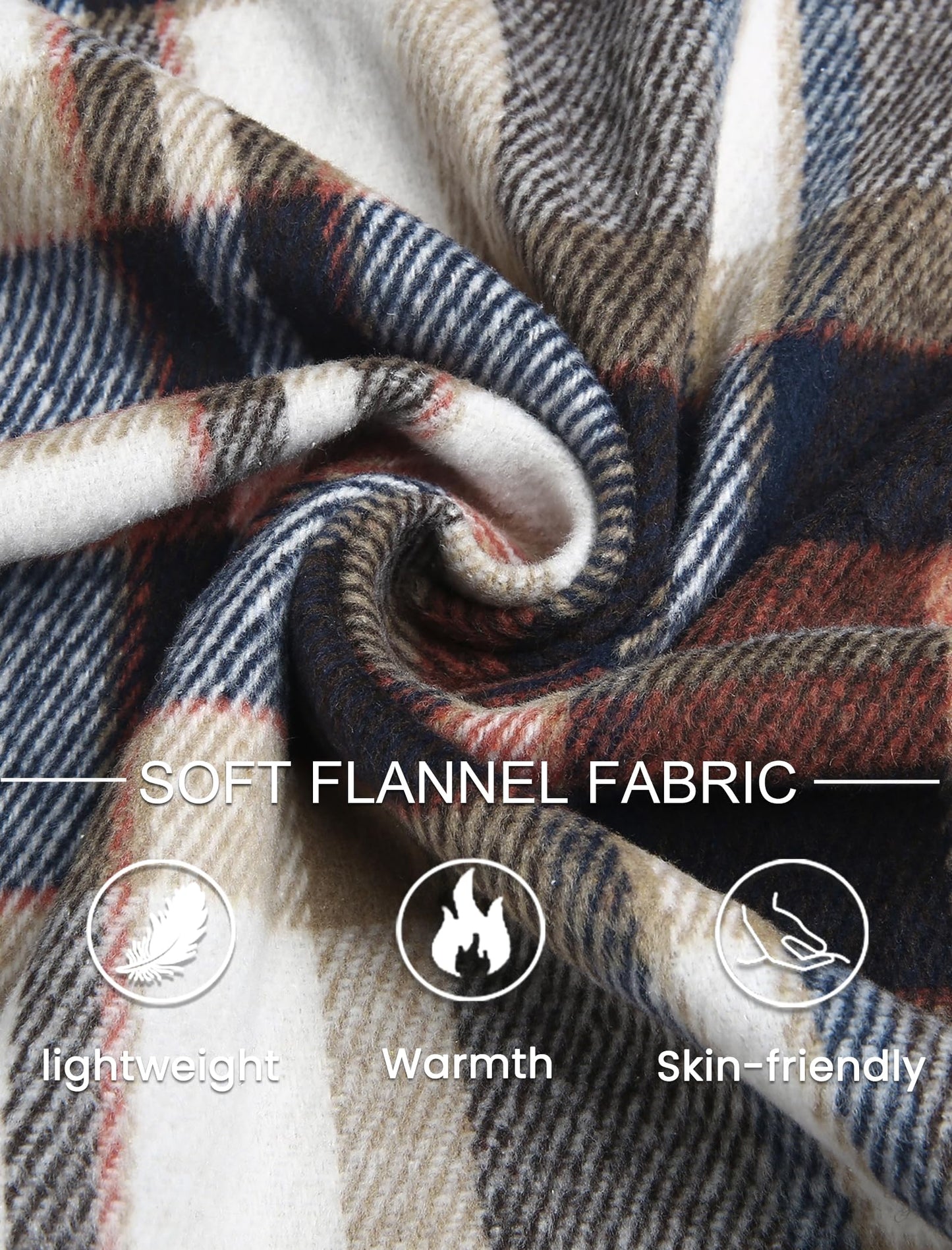 COOFANDY Men's Flannel Jacket Long Sleeve Plaid Shirt Jackets Button Down Fleece Shacket Casual Fall Soft Outwear