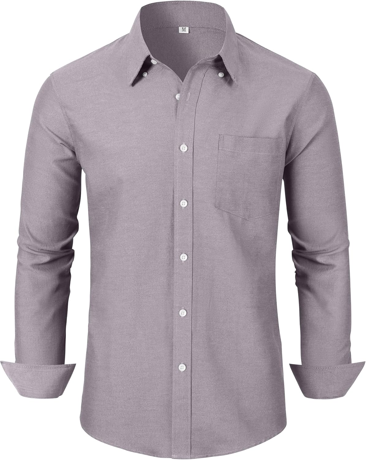 Grade 3.5 Wrinkle-Resistant Men's Lightweight Oxford Dress Shirts Long Sleeve Business Casual Pocket Shirt