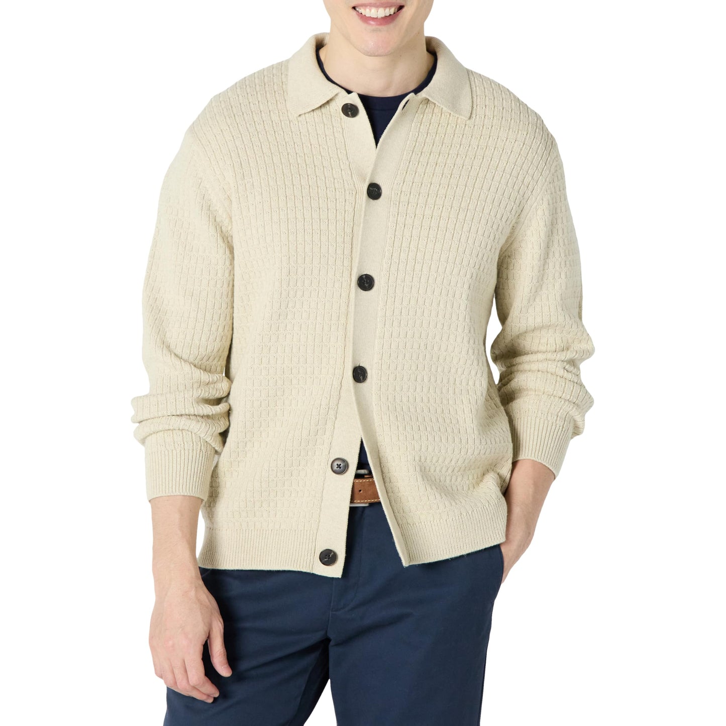 Amazon Essentials Men's Relaxed-Fit Collared Cardigan Sweater