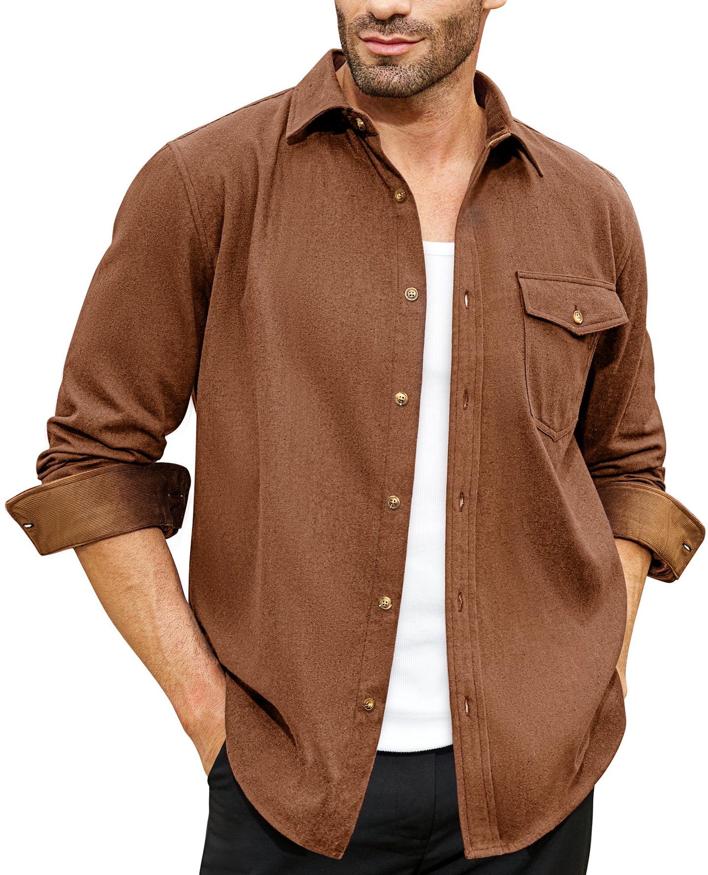 Flannel Shirt for Men Long Sleeve Mens Dress Shirts Cotton Casual Button Down Shirt Big Work Shacket Jackets