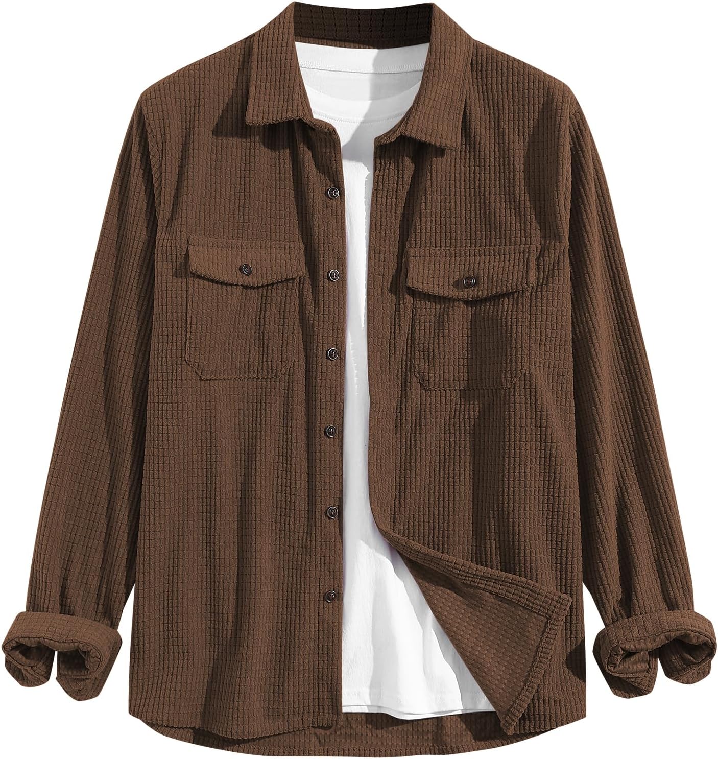 ZAFUL Mens Plaid Shirt,Long Sleeves,Classic Flannel Shirt Button Down Shirt Jacket Tops