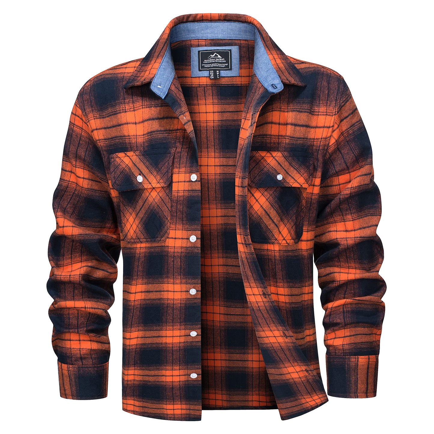MAGCOMSEN Men's Flannel Shirts Cotton Long Sleeve Plaid Shirt Casual Fashion Button Up Shirts Jackets with 2 Pockets