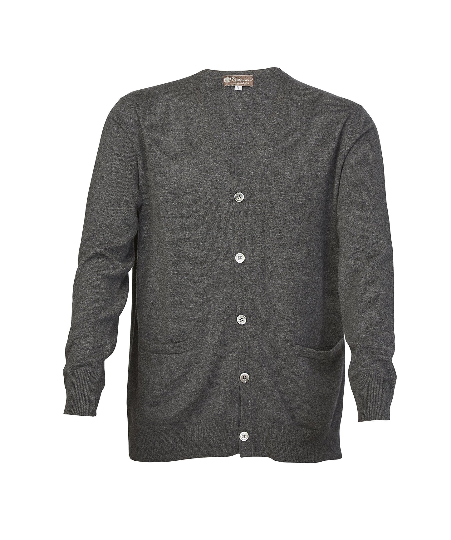 Cashmere Boutique Men's 100% Pure Cashmere Front Button Long Sleeve Cardigan Sweater