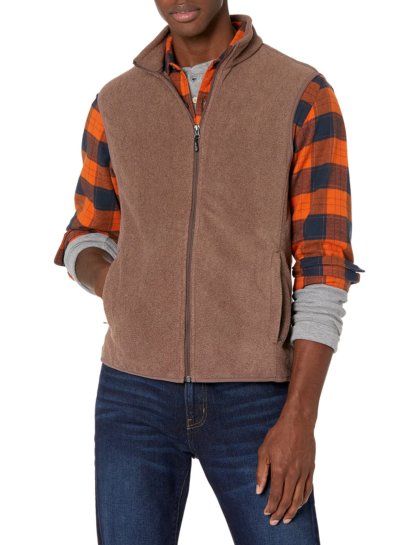 Amazon Essentials Men's Full-Zip Polar Fleece Vest (Available in Big & Tall)
