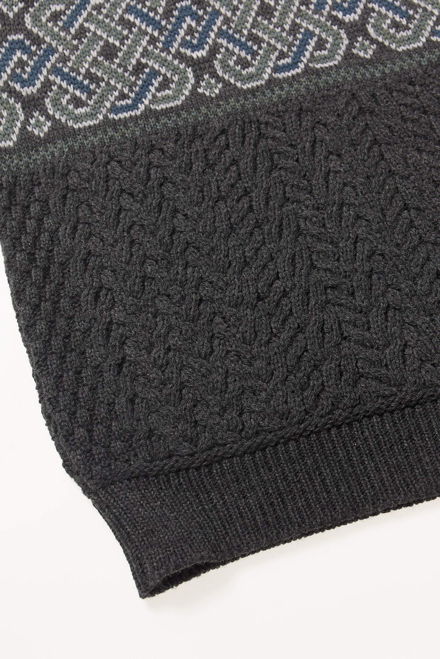 Aran Crafts Men's Irish Cable Knit Half Zip Jacquard Sweater (100% Merino Wool)