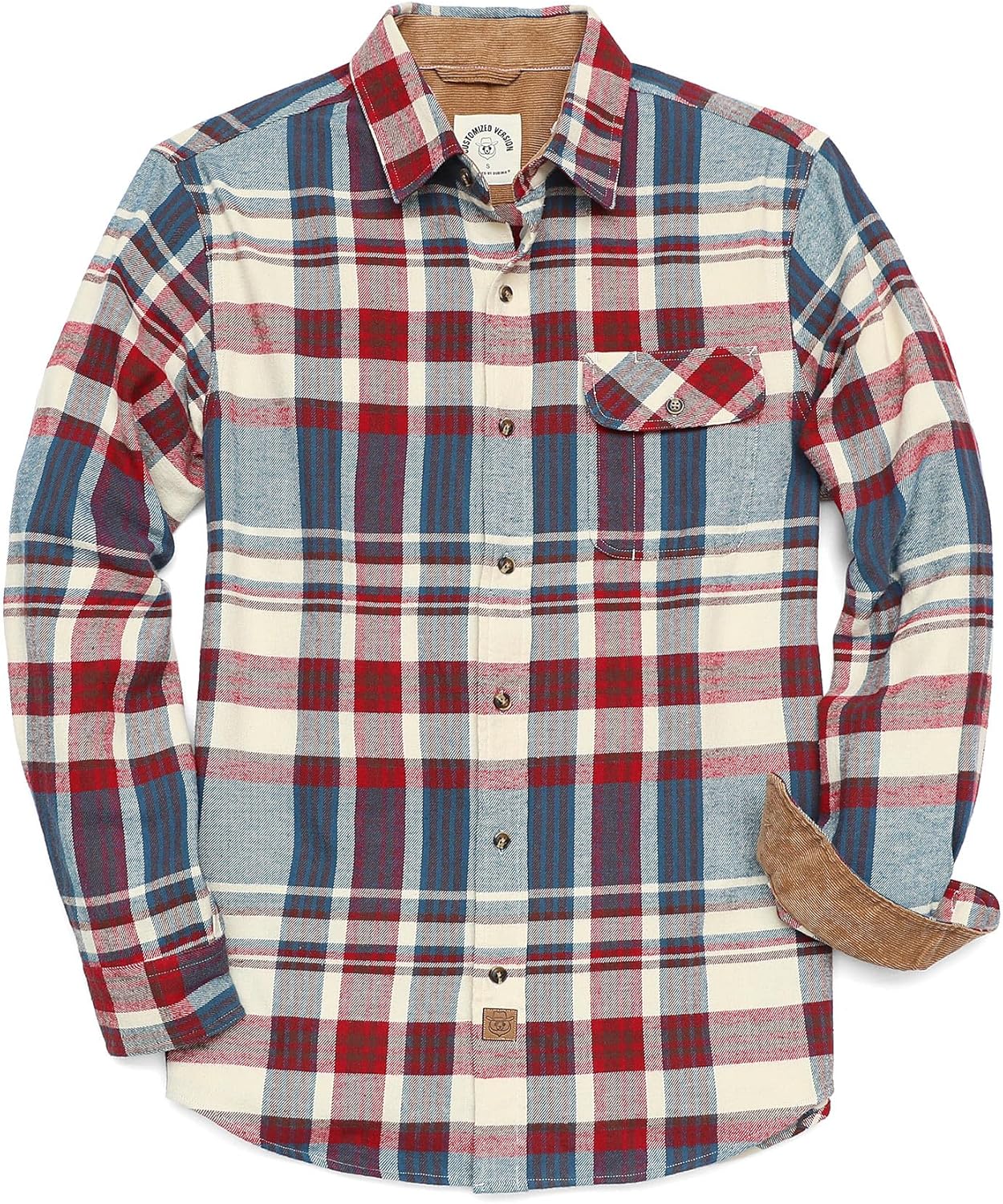 Dubinik® Mens Flannel Shirts Long Sleeve Flannel Shirt for Men Casual Button Down Brushed 100% Cotton Shirt