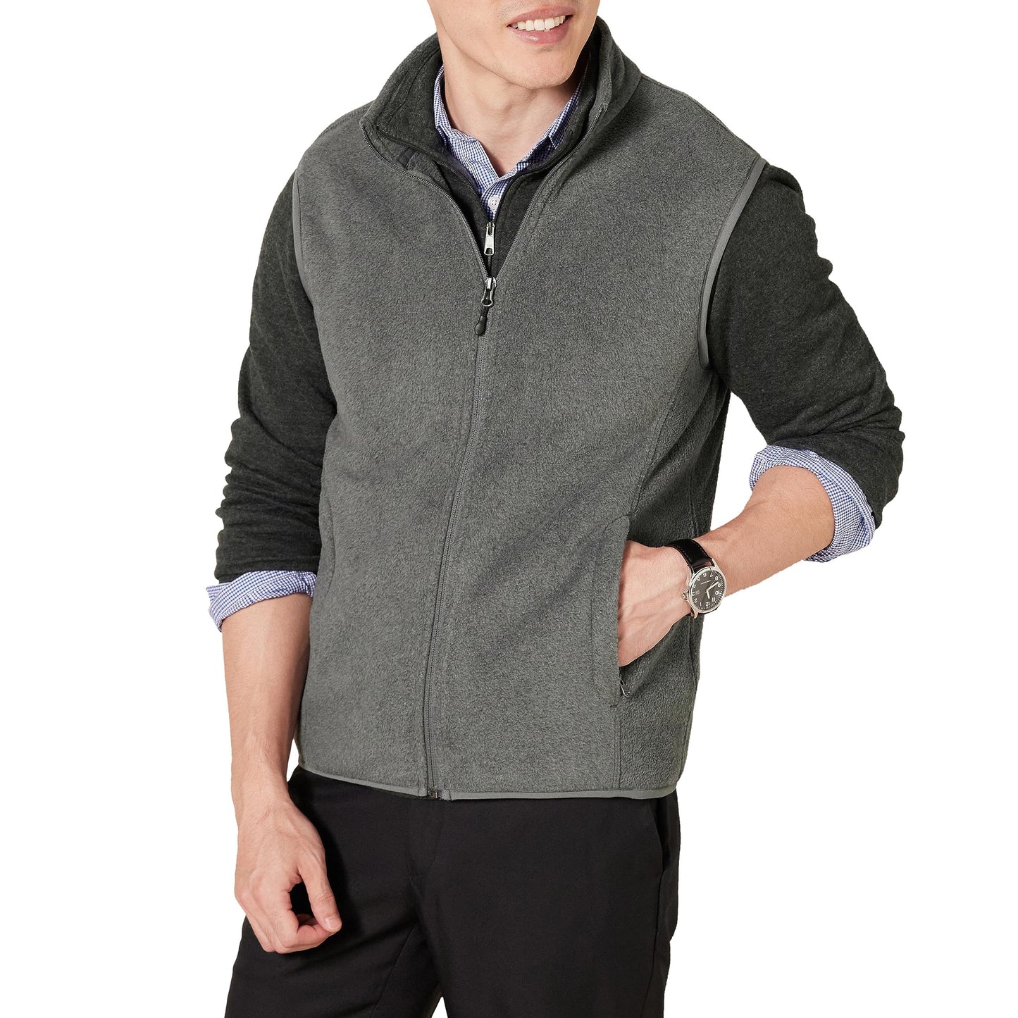 Amazon Essentials Men's Full-Zip Polar Fleece Vest (Available in Big & Tall)