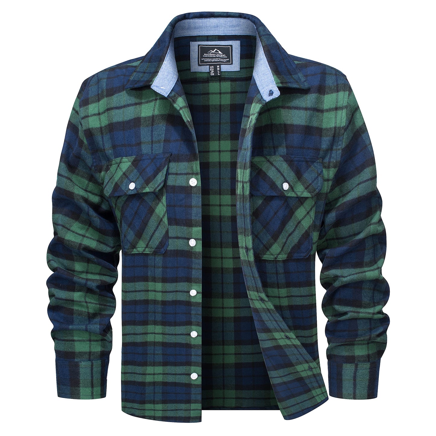 MAGCOMSEN Men's Flannel Shirts Cotton Long Sleeve Plaid Shirt Casual Fashion Button Up Shirts Jackets with 2 Pockets