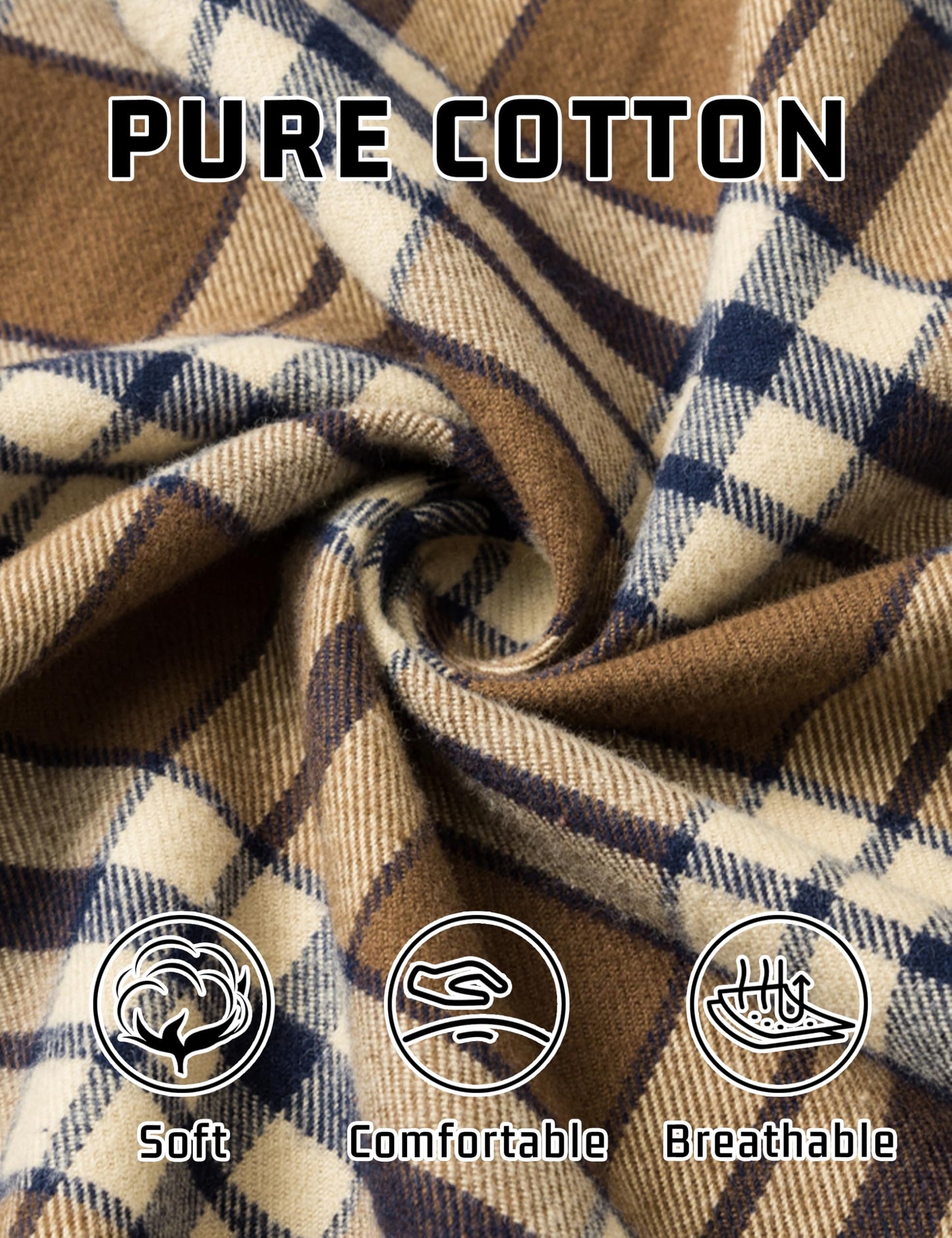 MAGNIVIT Men's Flannel Shirts Cotton Long Sleeve Plaid Casual Button Down Soft Comfortable Shirt for Men