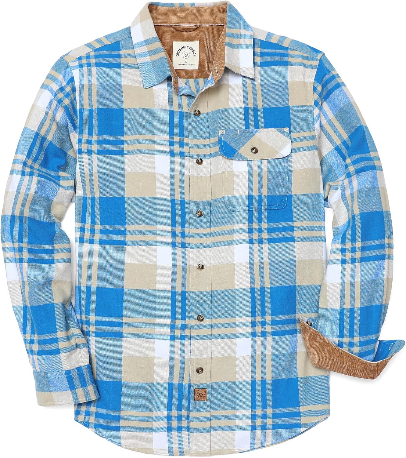 Dubinik® Mens Flannel Shirts Long Sleeve Flannel Shirt for Men Casual Button Down Brushed 100% Cotton Shirt