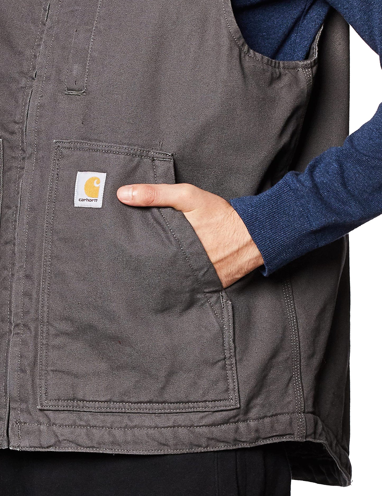 Carhartt Men's 104277 Washed Duck Mock Neck Vest - Sherpa Lined