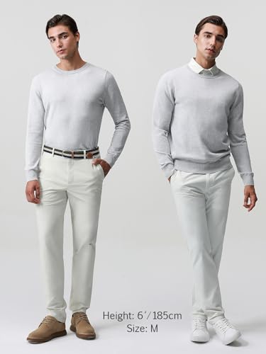 Pure BCI Cotton Lightweight Sweater for Men Crewneck T-Shirts Casual Long Sleeve Knit Pullover Fall Spring