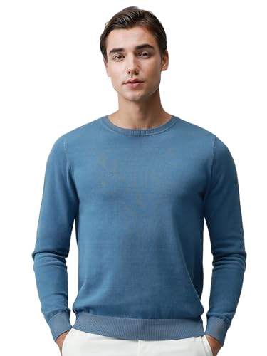 Pure BCI Cotton Lightweight Sweater for Men Crewneck T-Shirts Casual Long Sleeve Knit Pullover Fall Spring