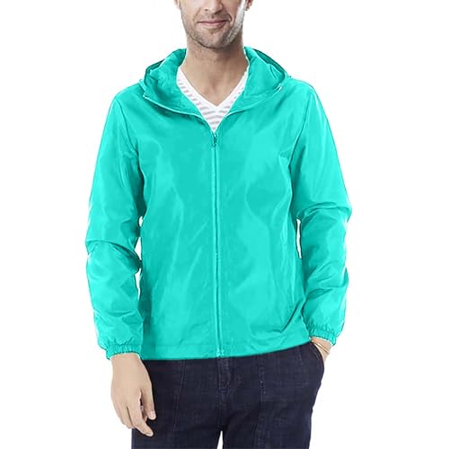 Mens Windbreaker Jackets Lightweight Hooded Zippered Jackets for Men Hiking Cycling Sportswear