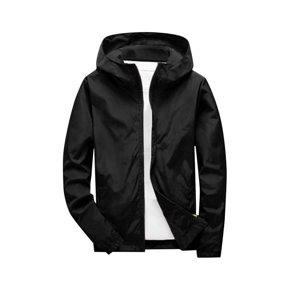 Mens Windbreaker Jackets Lightweight Hooded Zippered Jackets for Men Hiking Cycling Sportswear