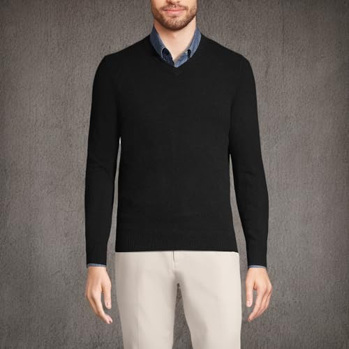 Lands' End Men's Fine Gauge Cashmere V-Neck Sweater