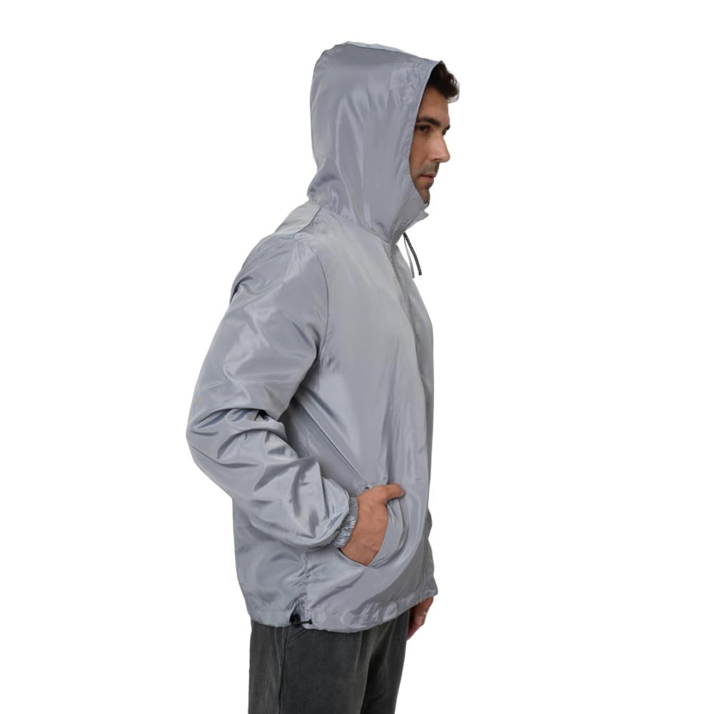 Mens Windbreaker Jackets Lightweight Hooded Zippered Jackets for Men Hiking Cycling Sportswear