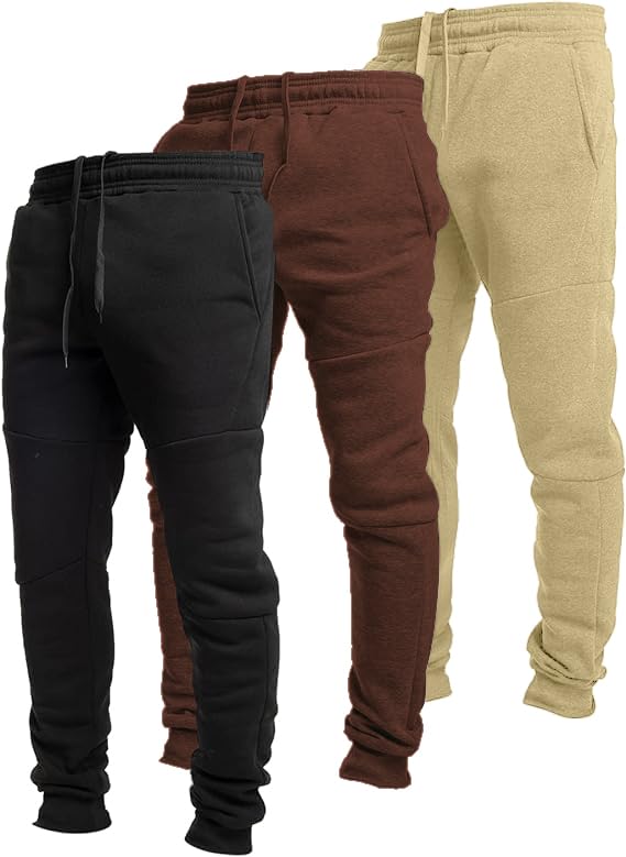 Ultra Performance 3 Pack Fleece Active Tech Joggers for Men, Mens Sweatpants with Zipper Pockets