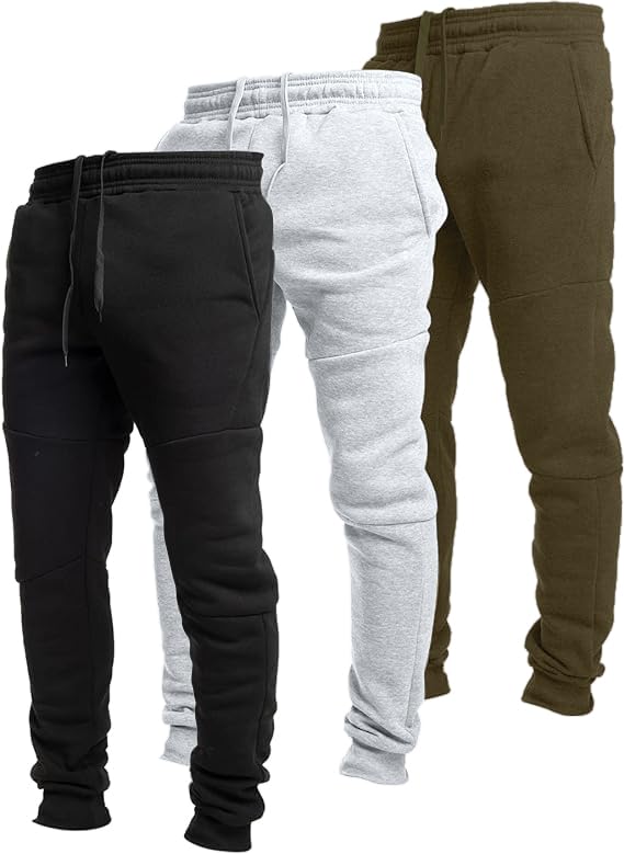 Ultra Performance 3 Pack Fleece Active Tech Joggers for Men, Mens Sweatpants with Zipper Pockets