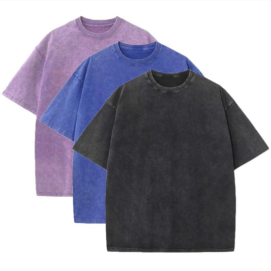 3 Pcs Men's Oversized Heavy Cotton Summer T-Shirts Vintage Tee Loose Fit Short Sleeve Casual Tshirts for Men Women