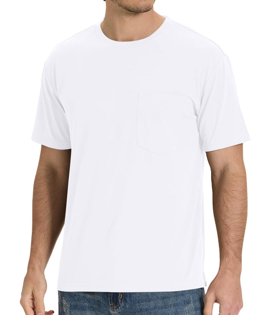 BAMBOO COOL Men's Pocket T-Shirts Heavy Weight Moisture-Wicking Tee Shirts Crewneck Short Sleeve T Shirts