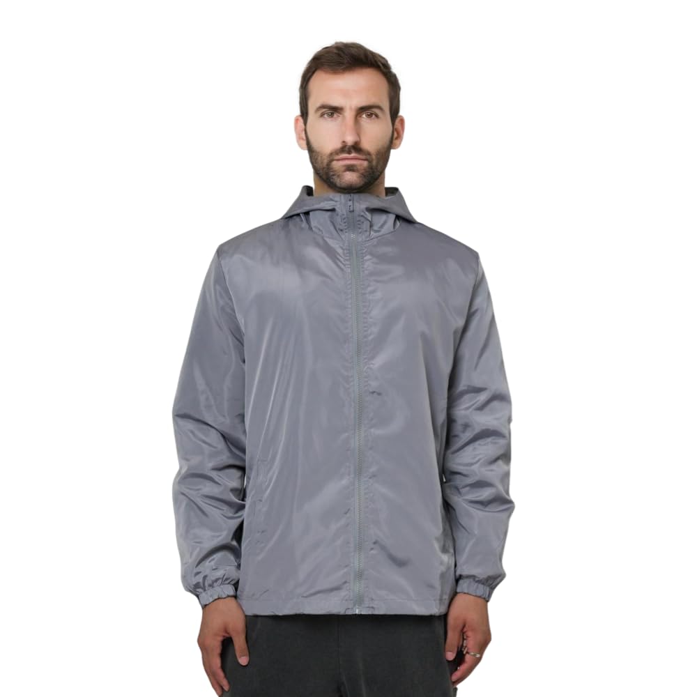 Mens Windbreaker Jackets Lightweight Hooded Zippered Jackets for Men Hiking Cycling Sportswear