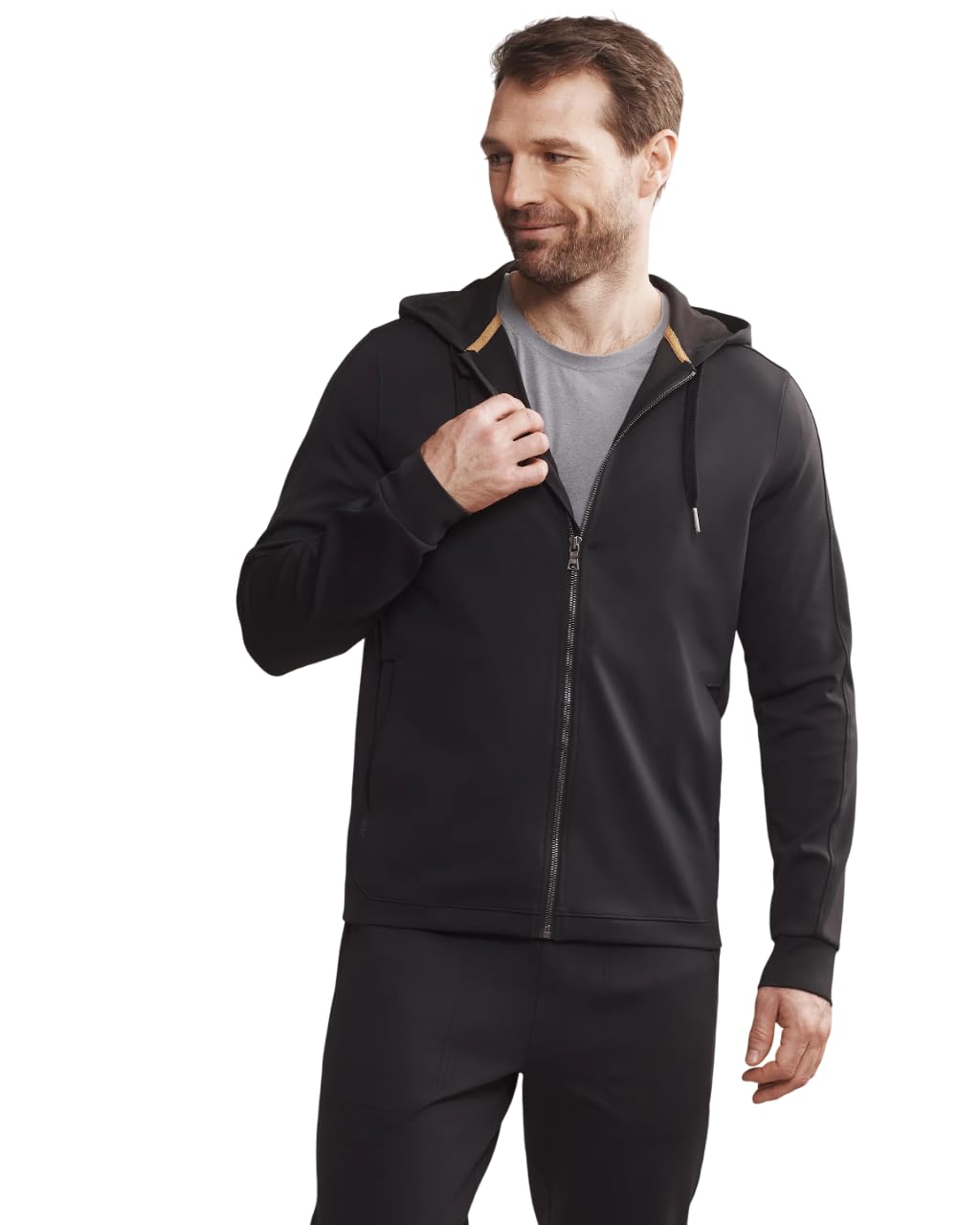 Rhone Spar Mens Full Zip Up Hoodie V2, Stretch Fabric Mens Workout Essentials Hoodie, Moisture-Wicking w/Anti-Odor