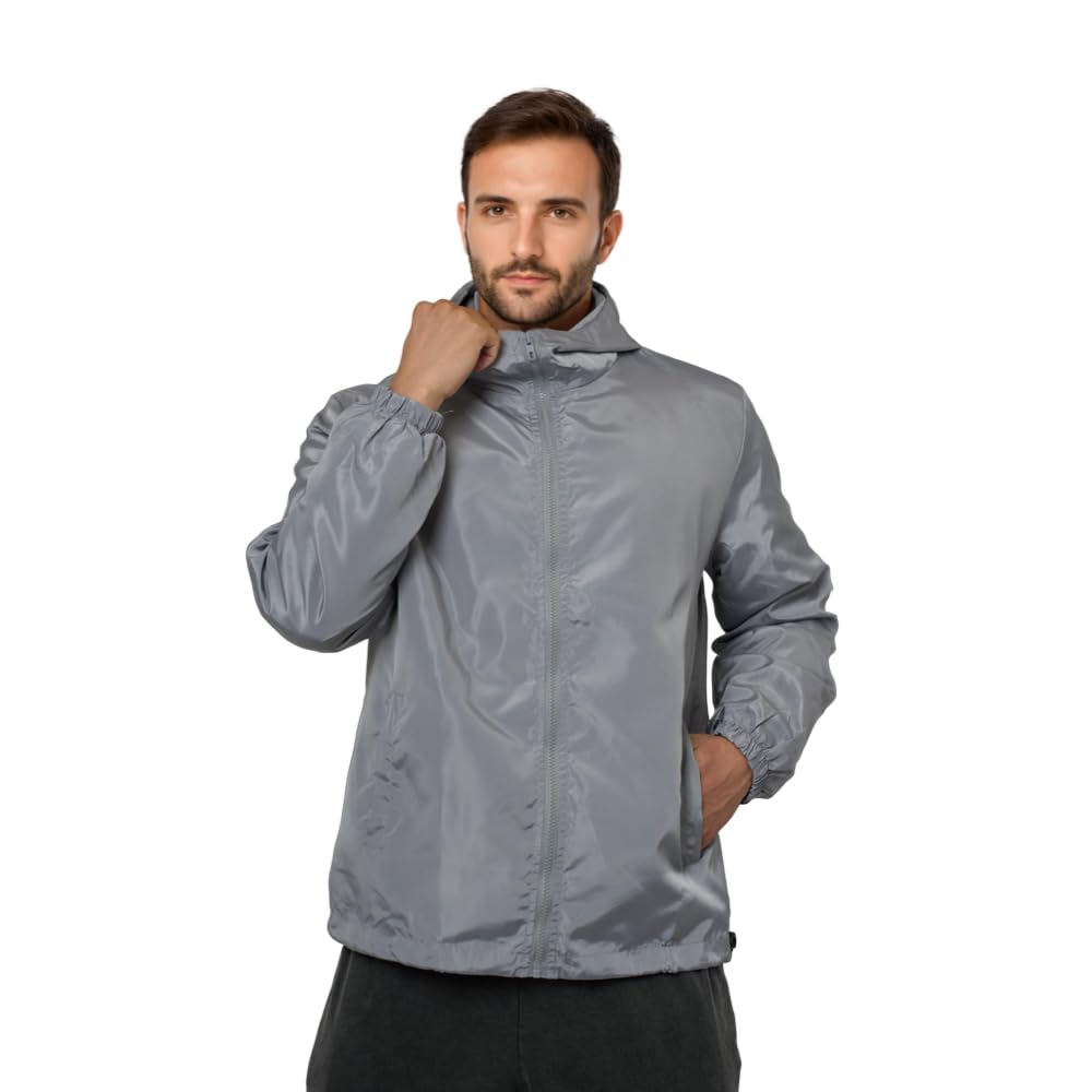 Mens Windbreaker Jackets Lightweight Hooded Zippered Jackets for Men Hiking Cycling Sportswear
